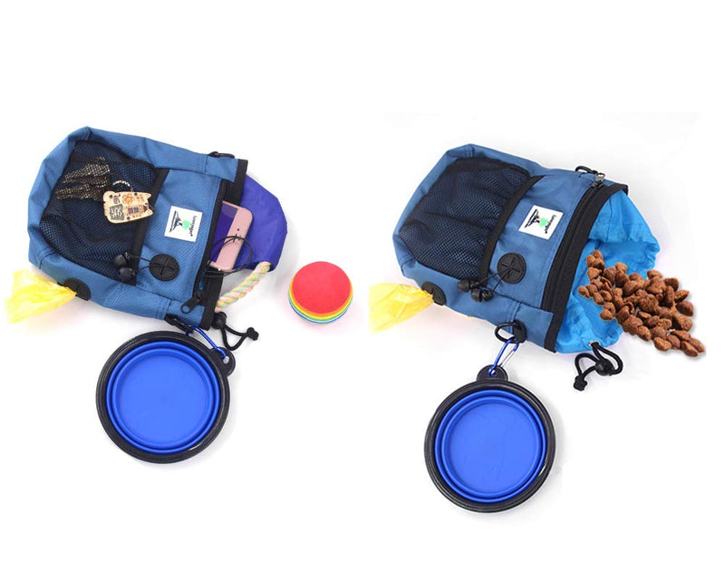 [Australia] - LOVOYAGER Dog Treat Pouch, Dog Training Pouch Bag with Waist Shoulder Strap, Collapsible Bowl and Training clicker, Treat Training Bag for Treats, kibbles and pet Toys, 3 Ways to wear Blue 