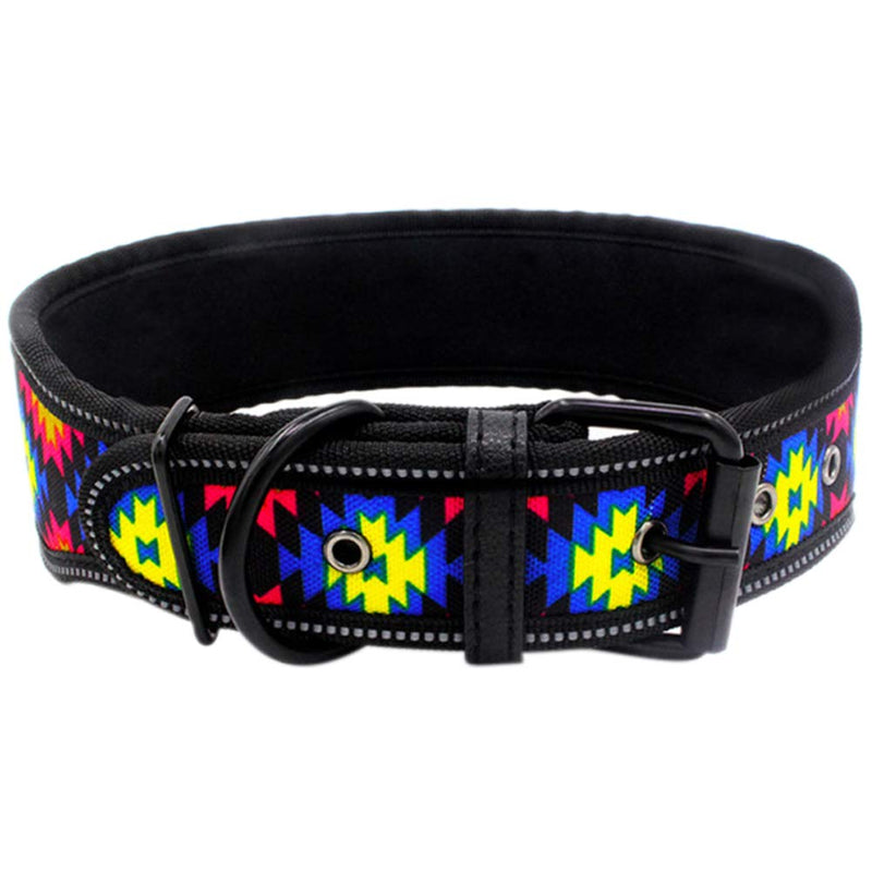 [Australia] - Tangpan Pet Dog Printing Canvas Reflective Padded Collar Puppy Cat Seatbelt L Colorful Geometic 