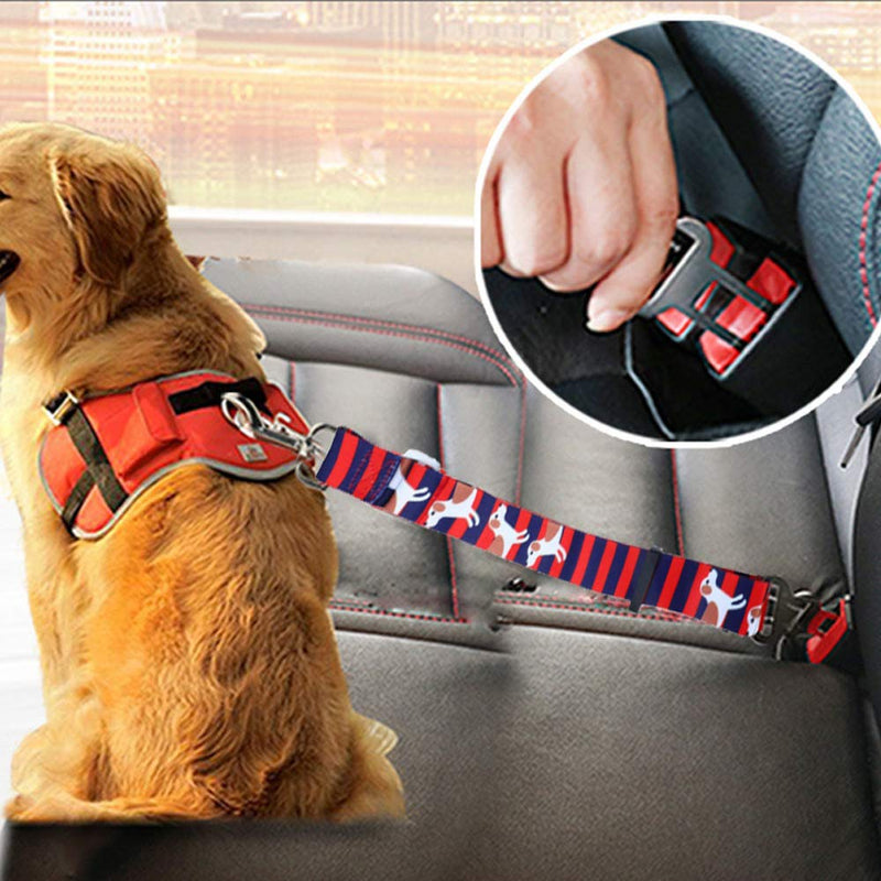 Dasing Dog Car Seat Belt Adjustable Safety for Dogs Cats Pets Plaid Dot Print Dog Harness Vehicle Seatbelt Pet Supplies Travel Clip Pet Dog Seat Belt Striped - PawsPlanet Australia