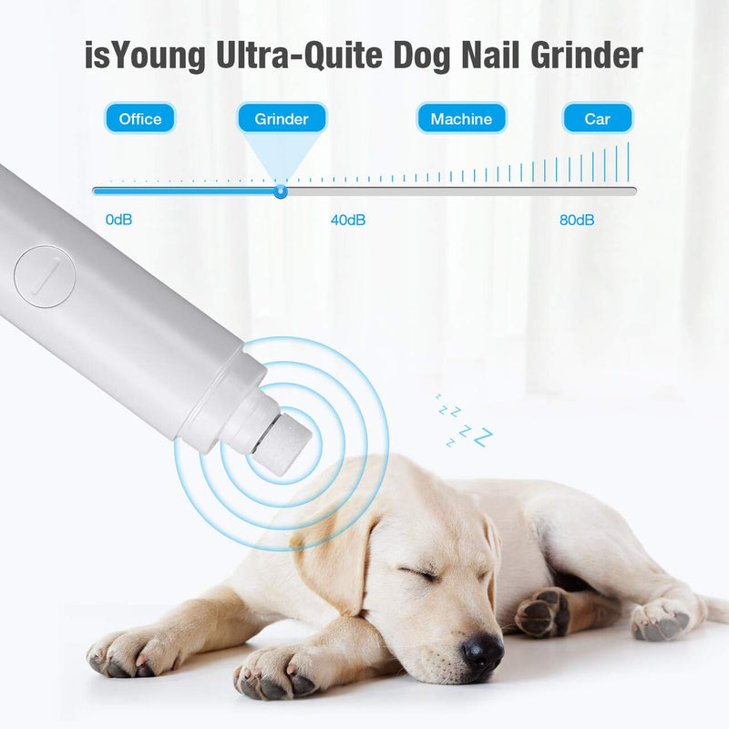 [Australia] - isYoung Pet Nail Grinder, Quite Low Noise Rechargeable Cat Nail Grinder, Pet Nail Trimmer Clipper for Small Dogs and Cats 
