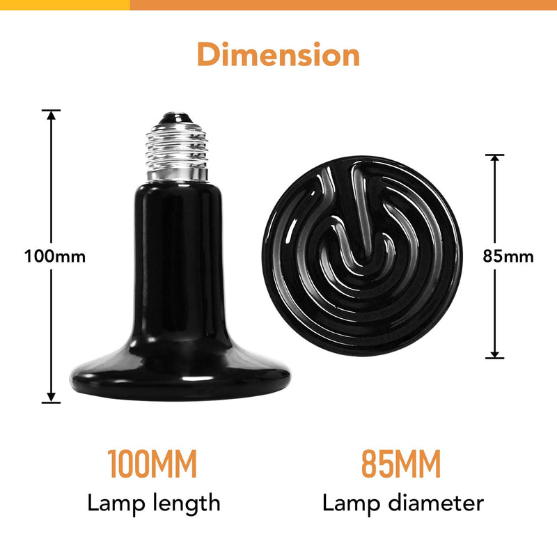 [Australia] - Simple Deluxe 150W 2-Pack Ceramic Heat Emitter Reptile Heat Lamp Bulb No Light Emitting Brooder Coop Heater for Amphibian Pet & Incubating Chicken 2-Pack Reptile Heat Bulb 