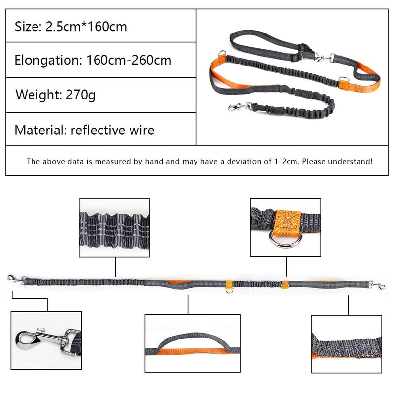 Mystery Hand Free Dog Lead, Dog Walking Belt Ajustable Dog Leash Waist Belt Pet Dog Leash Coupler Running and Jogging Lead Belt with Retractable Bungee, Reflective Stitching for up 110lbs Dogs dog leads-01 - PawsPlanet Australia