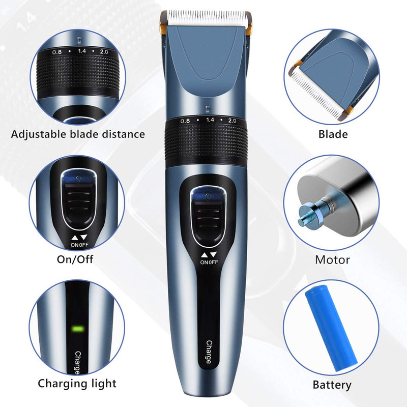 [Australia] - Dog Clippers, Professional Pet Grooming Kit Rechargeable Cordless Dog Shaver Pet Electric Clippers Low Noise Dog Hair Trimmer with 4 Comb Guides Scissors Nail Kits for Dogs Cats and Other Hairy Pets 