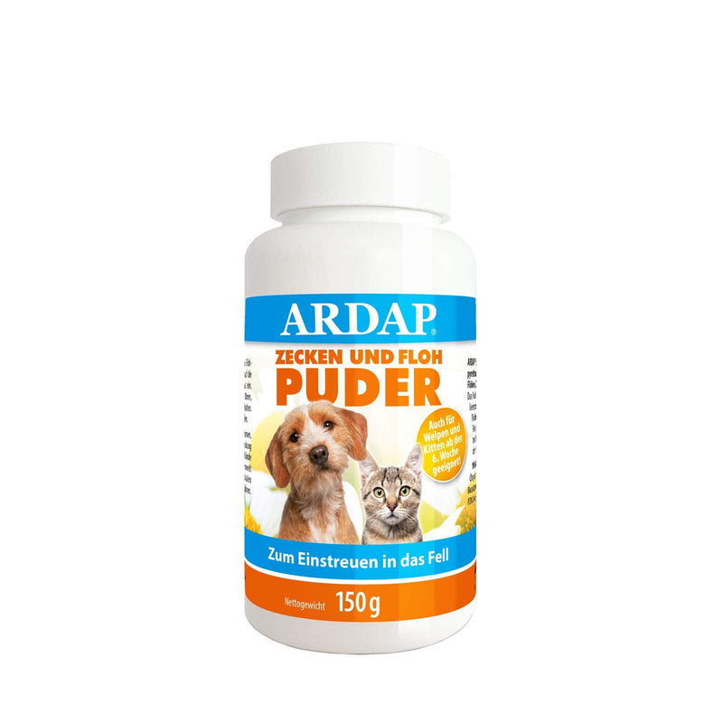 ARDAP Tick and Flea Powder 150g - For dogs and cats - For sprinkling into the fur - Reliably protects against fleas, ticks, lice, mites and other pests Tick & Flea Powder 150g - PawsPlanet Australia