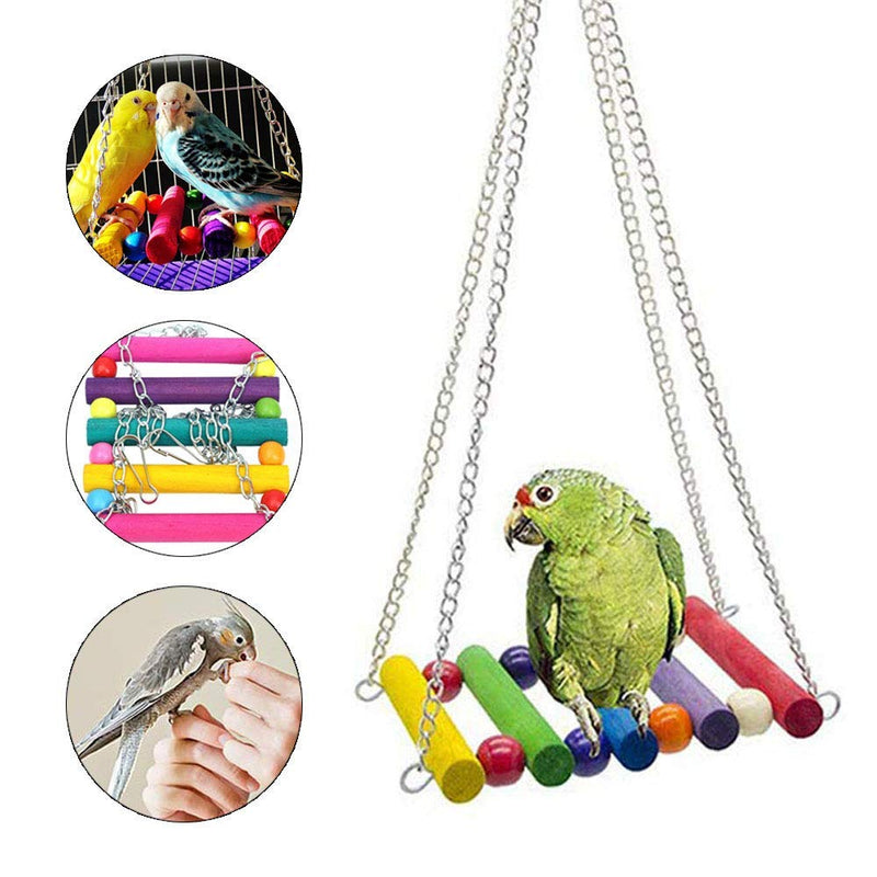 Bebester Bird Chewing Toys, 8Pieces Bird Parrot Toys Bird Hanging Bell Toy Hanging Colorful Swing Chewing Toy Bells, Ladder Swing for Small Parrots, Macaws, Parakeets, Conures, Cockatiels, Love Birds - PawsPlanet Australia