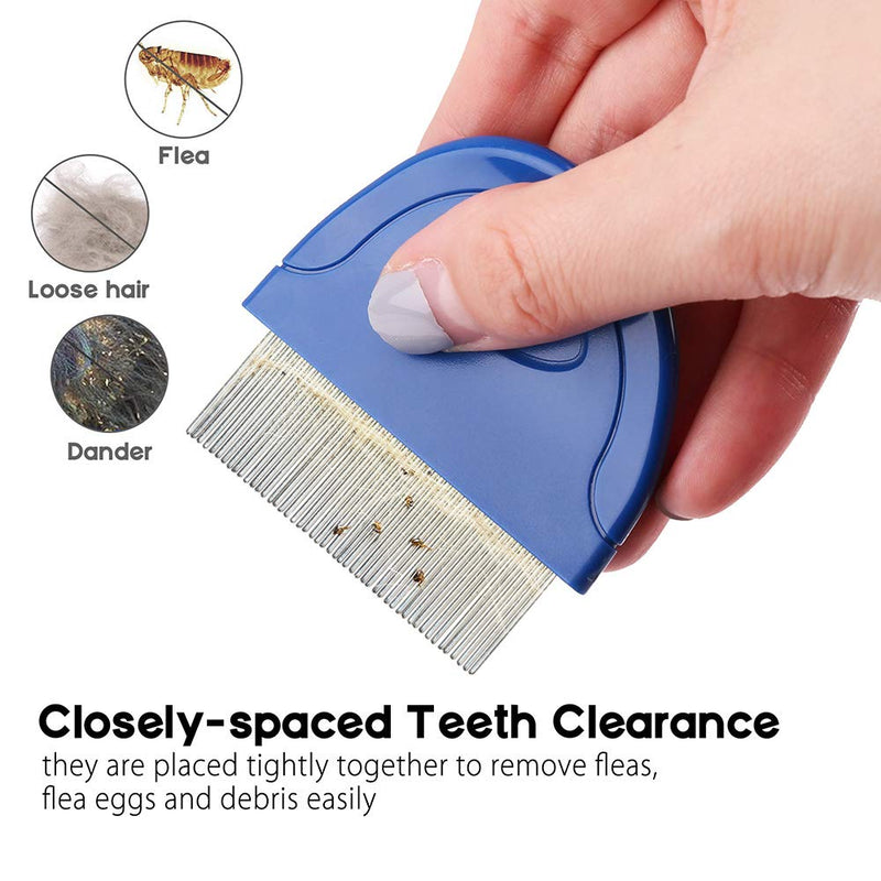 [Australia] - Pet Dog Cat Flea Comb, Pet Flea and Tick Prevention for Dogs, Stainless Steel Long Teeth with Plastic Handle for Removing Flea Egg, Mites, Ticks Dandruff Flakes, Crust, Mucus, and Stains 