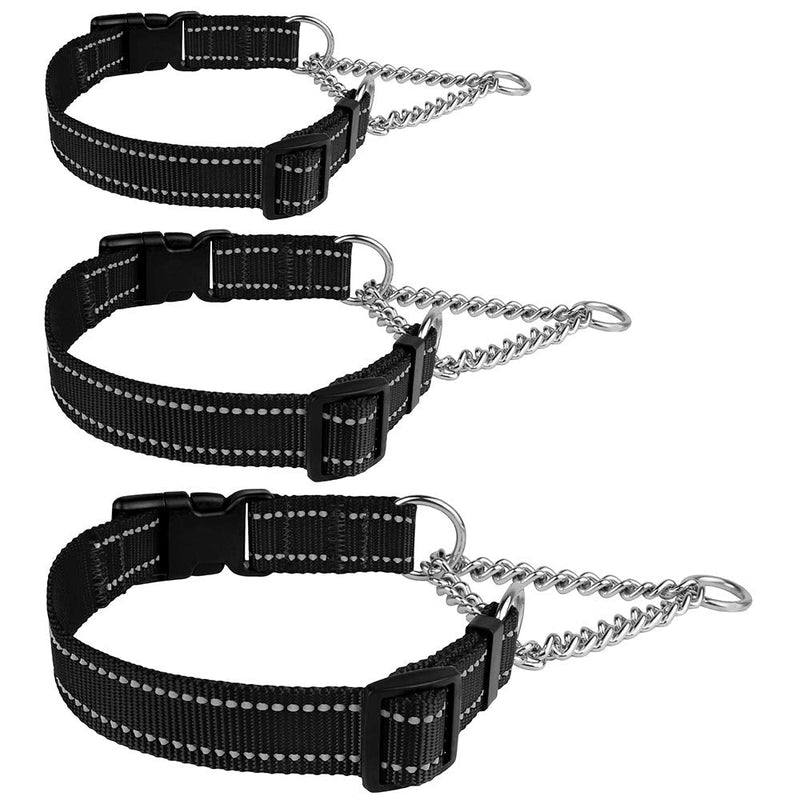 CollarDirect Reflective Dog Collar Martingale Collars Side Release Buckle Chain Training Adjustable Pet Choke Collars Small Black - PawsPlanet Australia