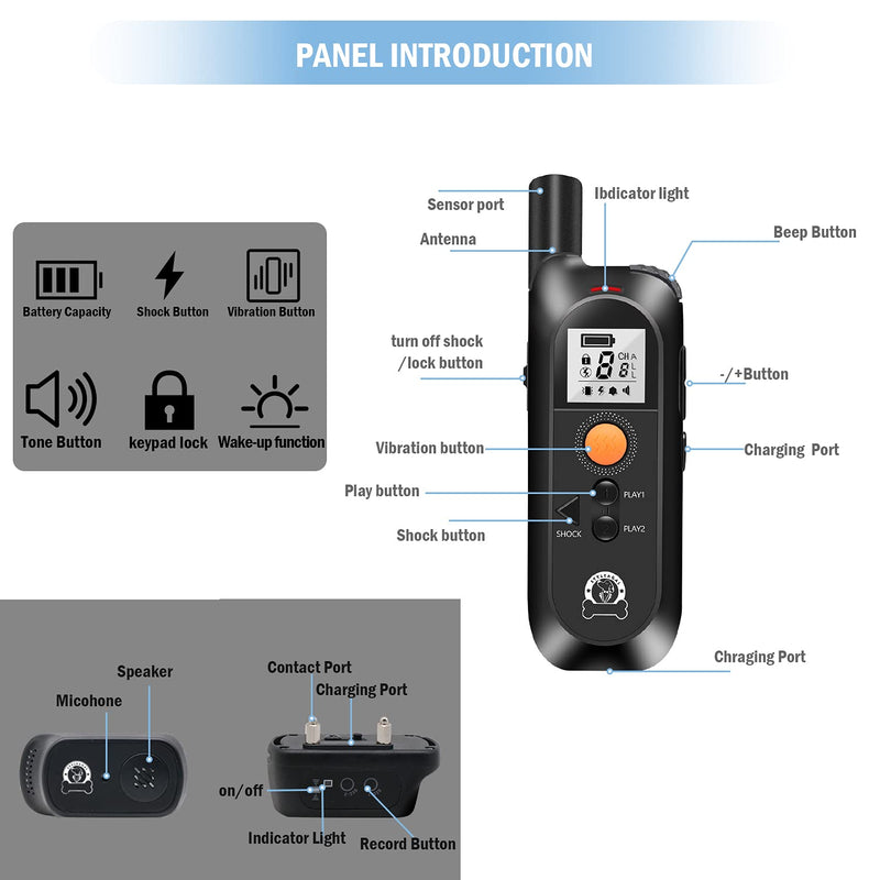 STYLEAGAL Dog Shock Collars with Remote, Rechargeable Dog Training Collar with 4 Modes Beep Vibration Shock and Recording, 1600Ft Remote Range, Adjustable Shock Levels - PawsPlanet Australia