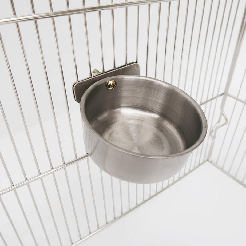 Gatycallaty Bird Parrot Feeding Cups Cage Hanging Bowl Stainless Steel Perches Play Stand with Clamp Bird Coop Cups Seed Water Food Dish Feeder Bowl Birdcage 2 PC - PawsPlanet Australia