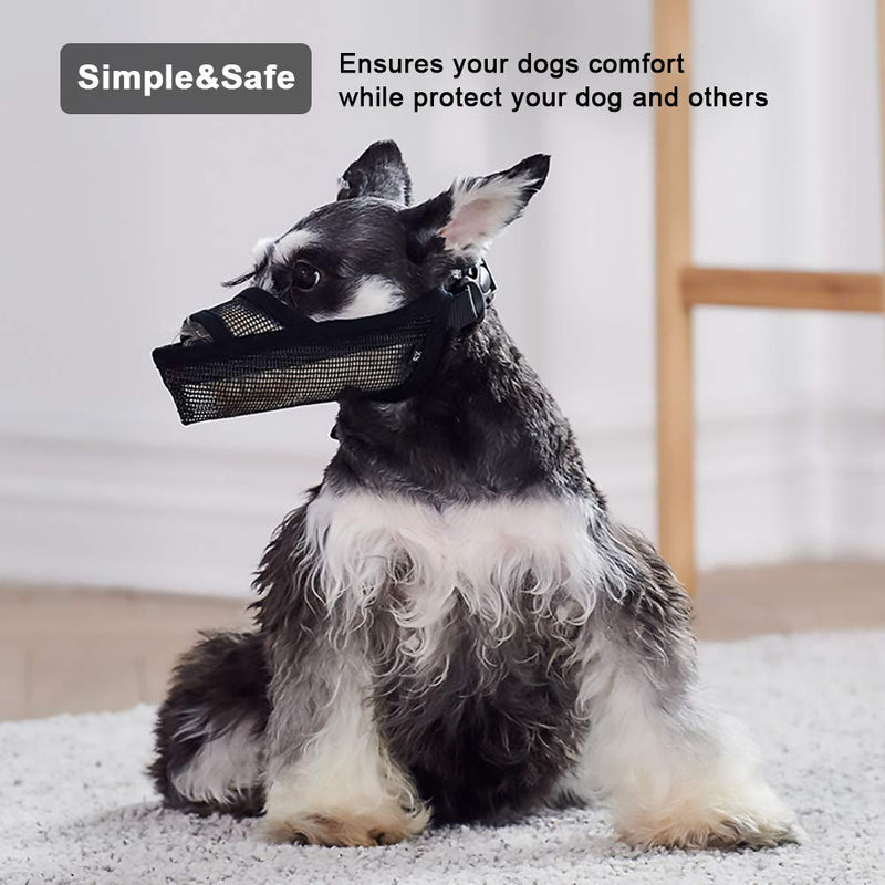 Nylon Dog Muzzle for Small Medium Large Dogs, Air Mesh Breathable and Drinkable Pet Muzzle for Anti-Biting Anti-Barking Licking XS Black - PawsPlanet Australia