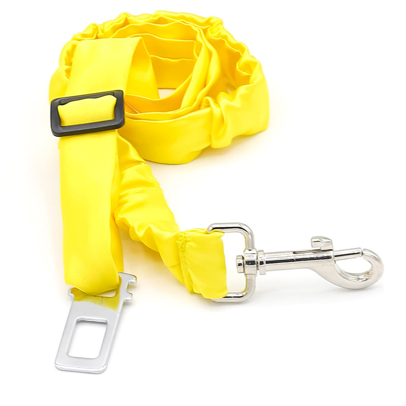 Car Seat Belt for Dogs Cats Pets Adjustable Heavy Duty Elastic Car Seat Belt with Elastic Nylon Bungee Buffer (Yellow) Yellow - PawsPlanet Australia