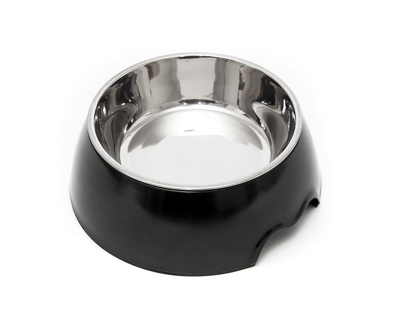 Happilax Non-Skid Melamine Dog Bowl with Removable Stainless-Steel Bowl, 700 ML Black - PawsPlanet Australia