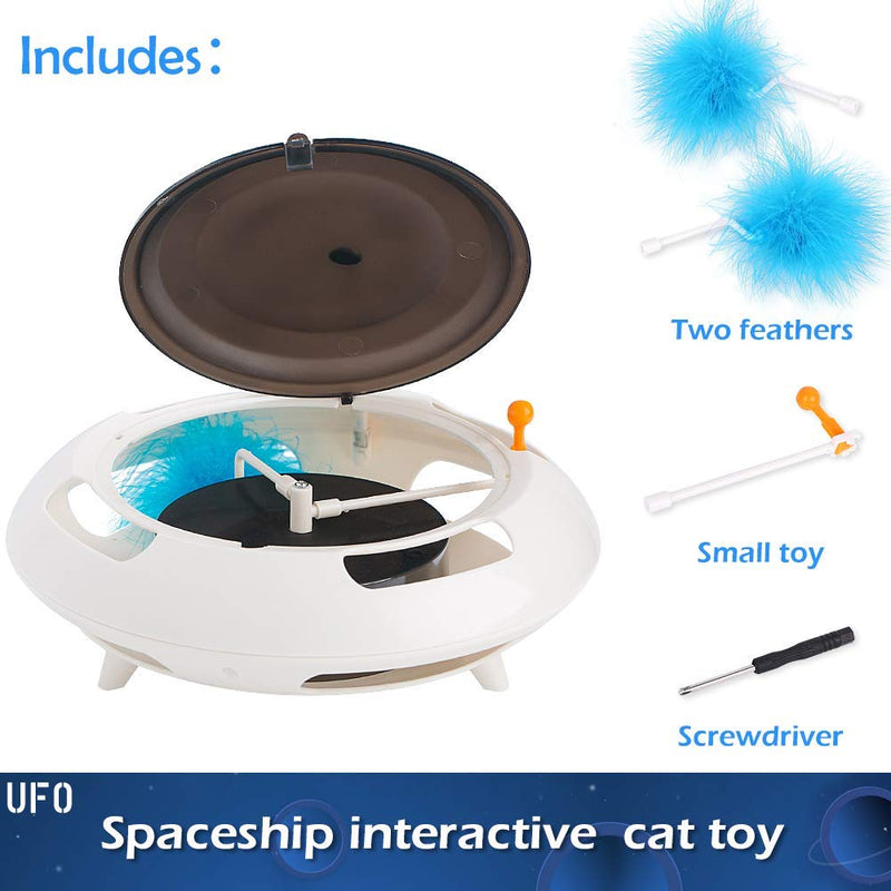 HWONMTE Interactive Cat Toys Automatic Kitten Toys with Rotating Feather,Funny Teasing and Spinning Toys for Indoor Cats Grey - PawsPlanet Australia