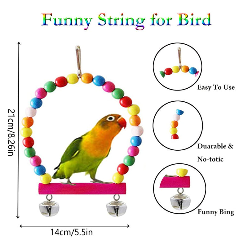 ESRISE Bird Parrot Toys, Hanging Bell Pet Bird Cage Hammock Swing Toy Wooden Perch Mirror Chewing Toy for Small Parrots, Conures, Love Birds, Small Parakeets Cockatiels, Macaws, Finche - PawsPlanet Australia