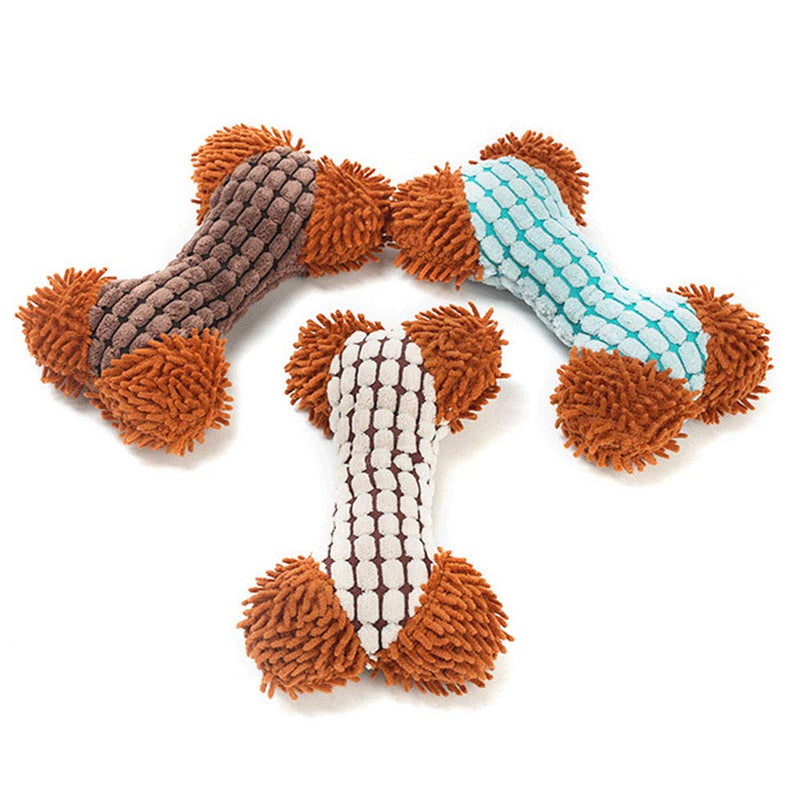 3 Pieces Stuffed Squeaky Dog Chew Toy,Plush Bone Toys,Durable Bone Shape Puppy Training Toy,Suitable for Small and Medium Sized Dog Plush Toys Chewing Toy Set - PawsPlanet Australia