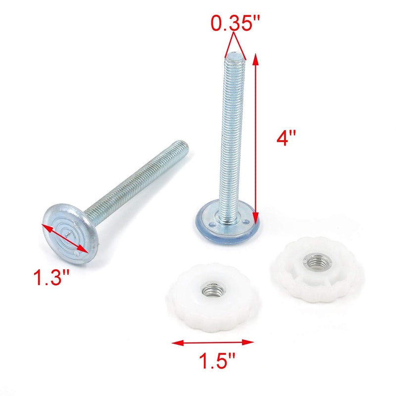 [Australia] - Geesatis Pressure Gates Accessories 4 pcs Threaded Spindle Rod Pressure Gates Accessory Screw for Pets Gate/Stair Railing, Mounting Accessories Screws Rods Adapter Bolts, White, 4 inch 