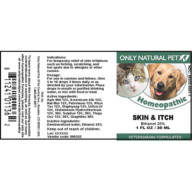 Only Natural Pet Skin & Itch Homeopathic Remedy 1 oz - PawsPlanet Australia