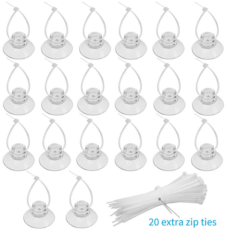 [Australia] - Pawfly 20 Pack Suction Cups with 40 Pieces Adjustable Zip Ties for Aquarium Fish Tank Binding Moss Shrimp Dodging Nest 