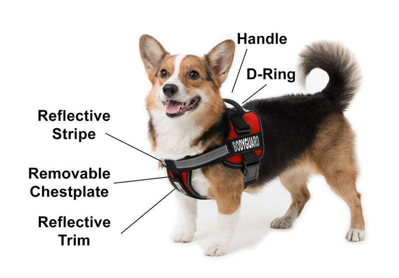 [Australia] - Dogline Unimax Multi-Purpose Vest Harness for Dogs and 2 Removable Bodyguard Patches, X-Small, Red 