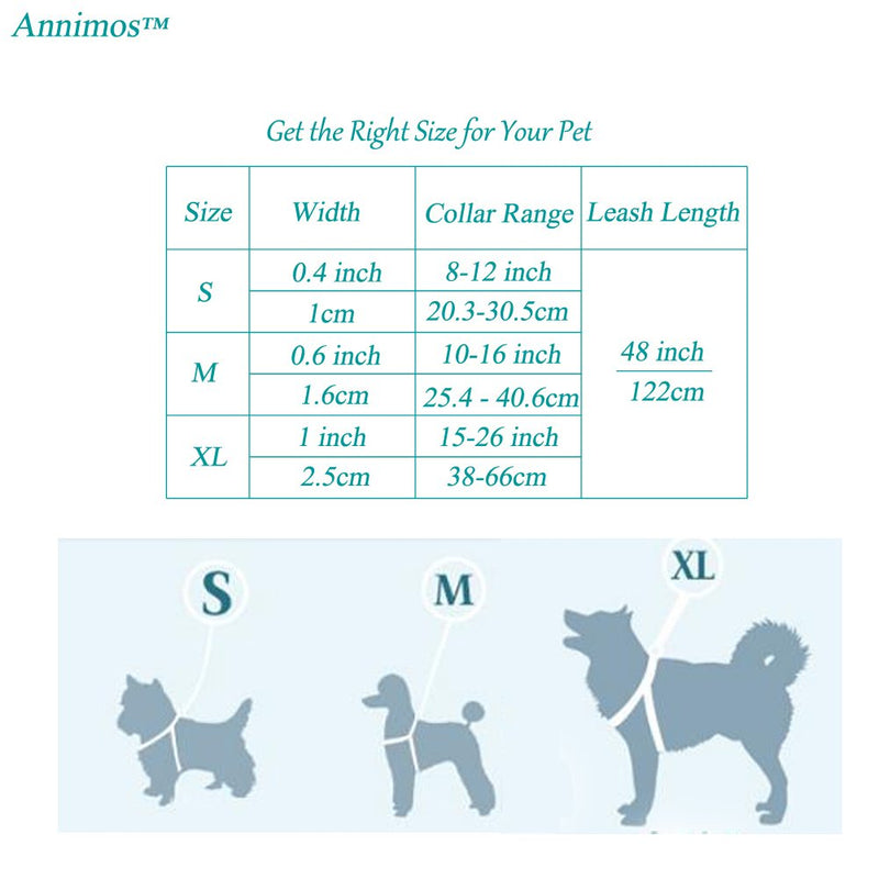 [Australia] - ANNIMOS Pet Dog Collar & Leash Set Adjustable Collars,Available Sizes for Small Medium Large Dogs M (0.6 Inch Width) 