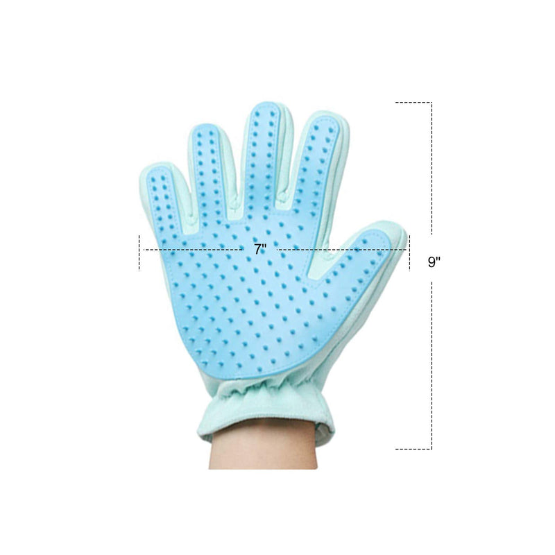 [Australia] - XLSFPY Pet Hair Remover Glove, Pet Grooming Glove, Gentle Deshedding Brush Glove, Mitt Pet Massage Glove with Soft Suede for Cat, Dog Bathing, Massage, Five Finger Design, Blue, Pink 