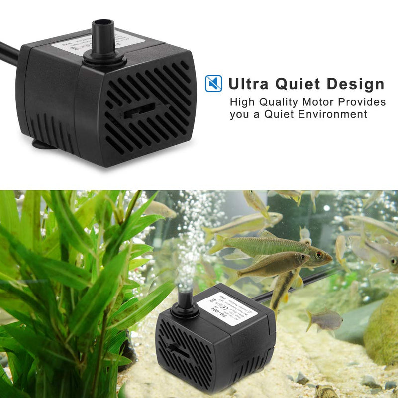 FREESEA 95 GPH 4W Ultra Quiet Mini Submersible Pump for Aquariums, Fish Tank, Pond, Fountain Water Pump 1PCS - PawsPlanet Australia