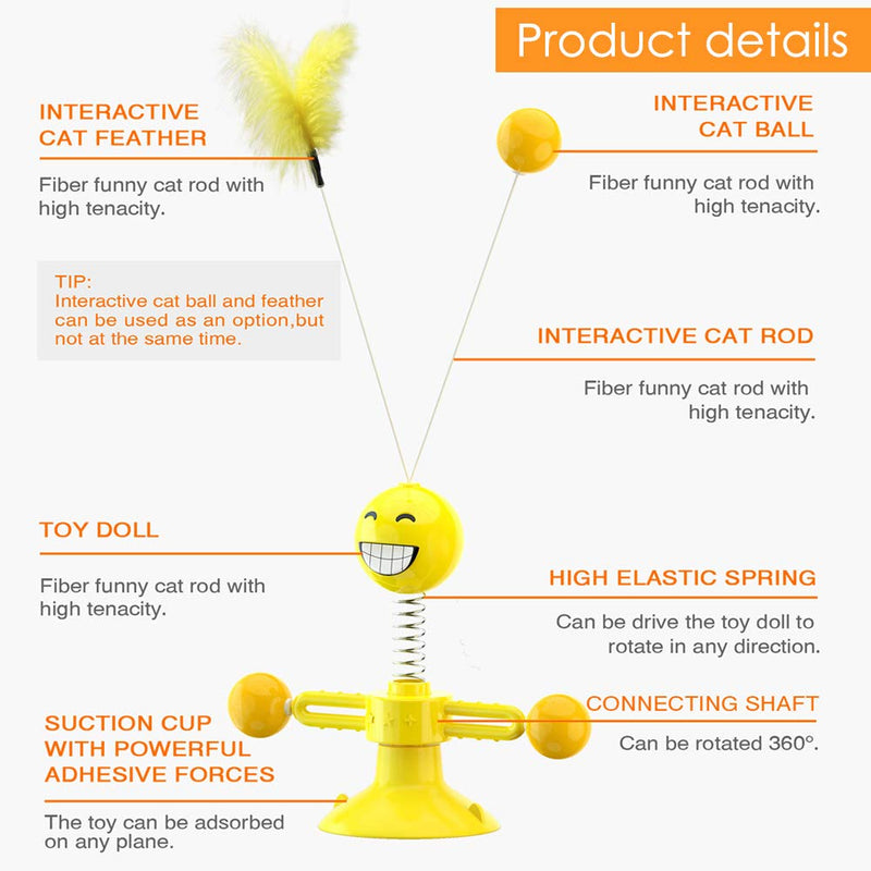 None/Brand Yisika Interactive Cat Toys Ball,Cat Chase Toys 360 Degree Self Rotating Ball Pet Toy for Cats Entertainment Hunting Exercise y - PawsPlanet Australia