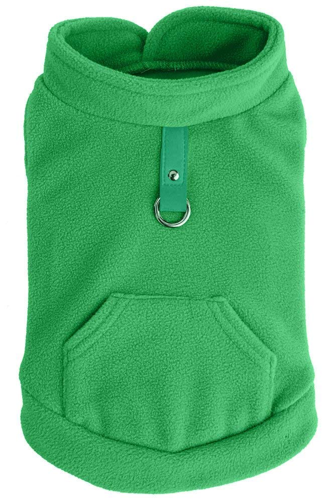 EXPAWLORER Fleece Autumn Winter Cold Weather Dog Vest Harness Clothes with Pocket for Small Dogs X-Small Green - PawsPlanet Australia