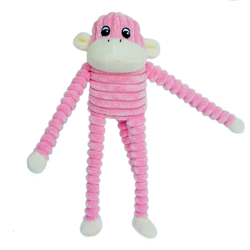 [Australia] - ZippyPaws - Spencer The Crinkle Monkey Dog Toy, Squeaker and Crinkle Plush Toy Small Pink 