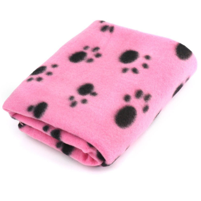 [Australia] - Yonisun Pet Dog Cat Puppy Kitten Soft Blanket Doggy Warm Bed Mat Paw Print Cushion Pink 