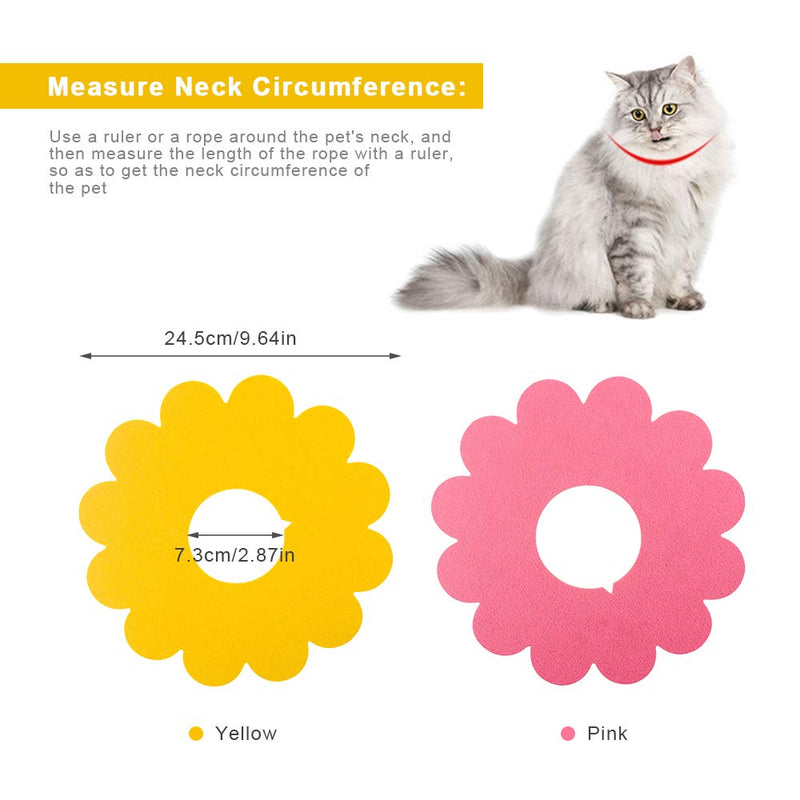 Mousyee Pet Recovery Collar, 5 Pcs Pet Protective Collar Sunflower Shape Felt Pets Surgery Recovery Soft Collar Move Freely Lick Proof and Anti-biting Suitable for Pet After Surgery 21-23cm (Yellow) Pink - PawsPlanet Australia