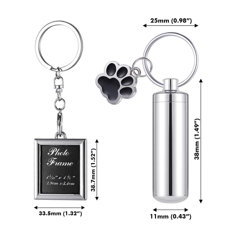 HooAMI Silver Tone Pet Dog Paw with Cylinder Cremation Urn Keychain Keepsake Memorial Ashes Jewelry Pet Series - PawsPlanet Australia