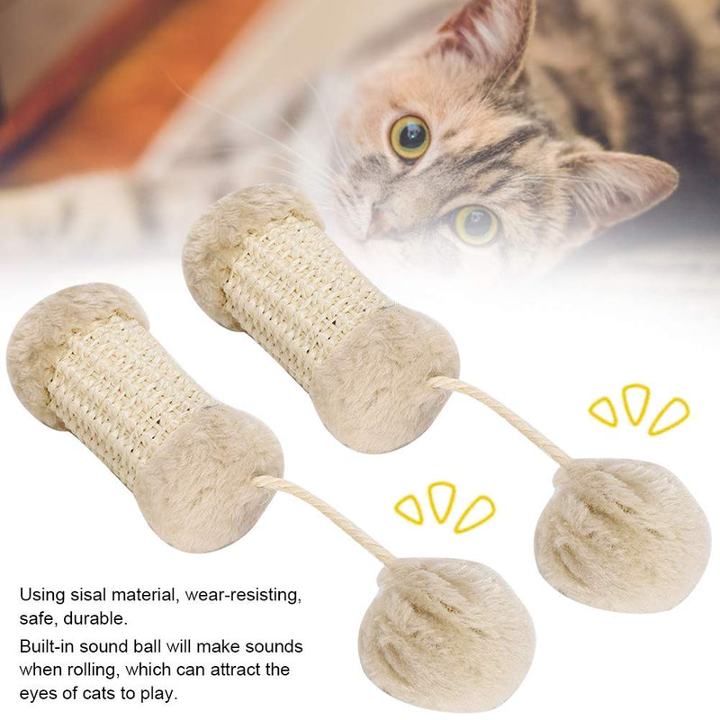 2Pcs Pet Favorites Furry Rattle Ball Cat Toy Pet Sisal Hemp Stand Column and Plush Ball Interaction Tease Cat Training Playing Toy Supp - PawsPlanet Australia