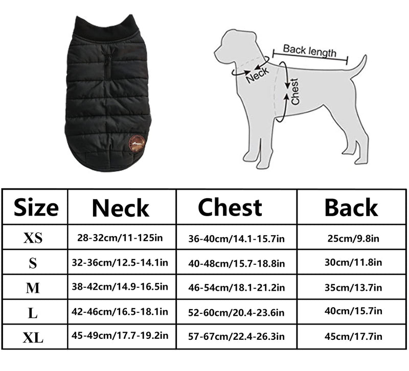 Geyecete Cold Weather Dog Coats Winter small, medium and large dog clothes pet double-sided wear warm cotton heat thickening Dog Puppy Clothes Vest -Black-XS XS Black(double side) - PawsPlanet Australia