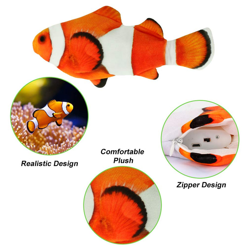 Yideng Moving Fish Catnip Toy for Cats, Electric Wagging Fish Cat Toy with USB Rechargeable Realistic Plush Flopping Fish Cat Toy Funny Interactive Cat Chew Toy for Teeth Cleaning - PawsPlanet Australia