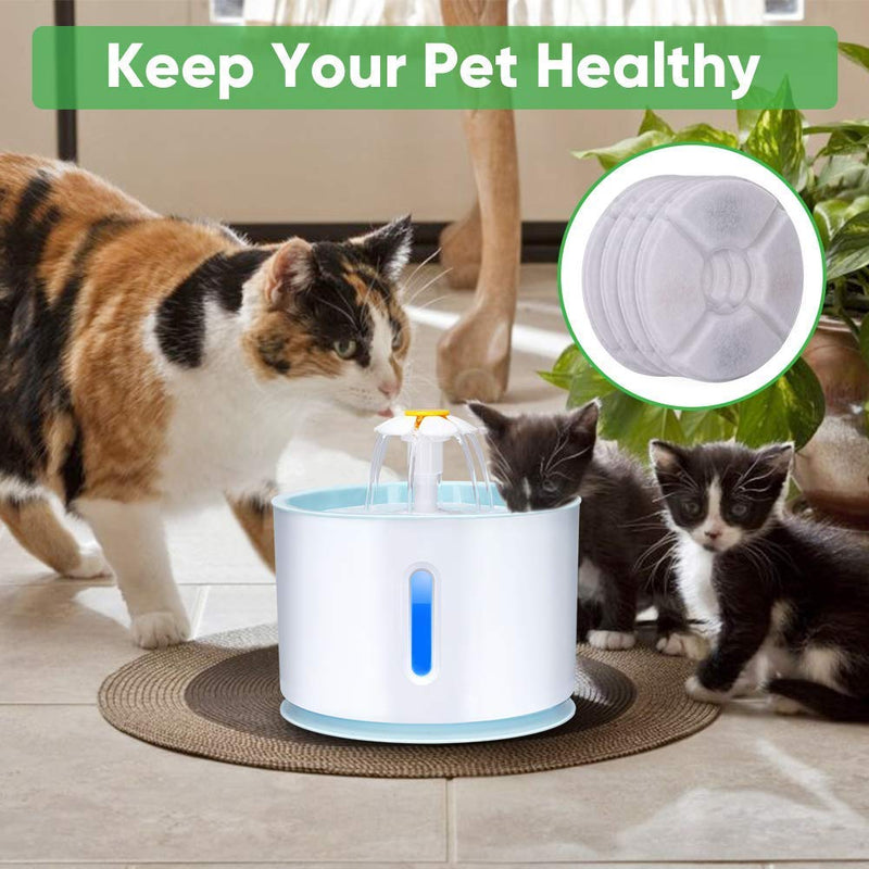 ITidyHome Pet Water Fountain Replacement Filter Premium Cotton Activated Carbon for 81oz/2.4L Automatic Pet Fountain Cat Water Fountain Dog Water Dispenser 8 PACK - PawsPlanet Australia