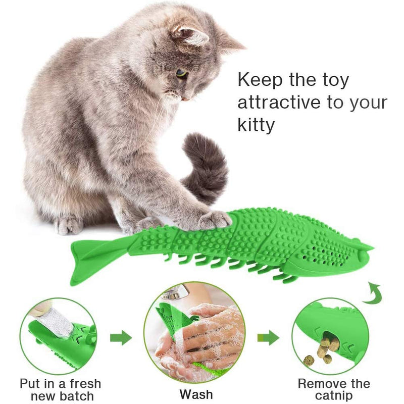 Sunshine smile catnip fish toys,pet chew toy for cat,Cat Teeth Cleaning Dental Care,Interactive Cat Toys,Toothbrush Chew Treat Toy,Kitten Catnip,cat interactive toy fish (2) 2 - PawsPlanet Australia