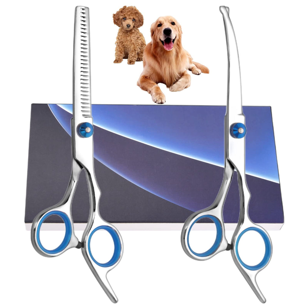 Dog Scissors, Curved Scissors Dog Grooming Scissors for Dogs, Dogs and Cats Safety Round Tip Grooming Scissors, Stainless Steel Grooming Scissors for Dogs and Cats (Scissors Set) Scissors Set - PawsPlanet Australia