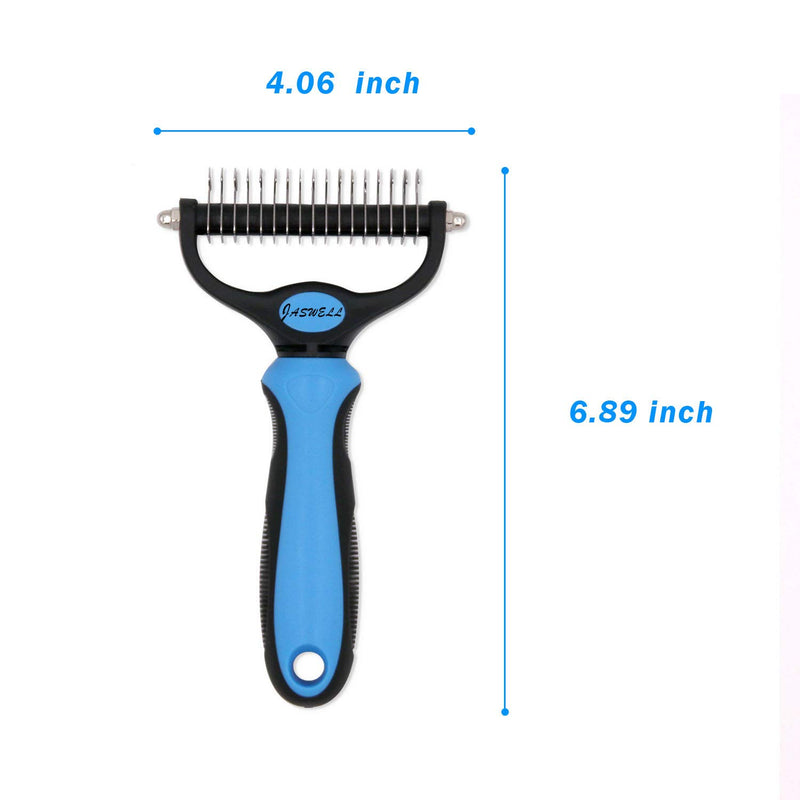JASWELL Pet Grooming Tool Dematting Comb for Dogs& Cats 2 Sided Undercoat Rake for Easy Mats &Tangles Removing blue - PawsPlanet Australia