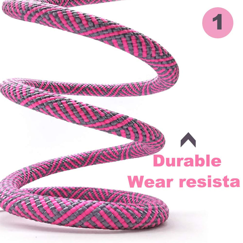 Mycicy 7 FT Heavy Duty Rope Dog Lead for Medium and Large Dogs-Thick Nylon Standard Lead with Padded Handle-Easy Control/Walking/Training 7ft * 1/2" Pink grey - PawsPlanet Australia