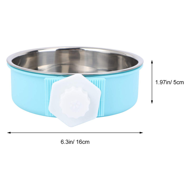 Dog Crate Hanging Bowls Removeable Stainless Steel Water Dispenser Food Feeder Kennel Coop Cups for Pets Puppy Bird - Blue - PawsPlanet Australia