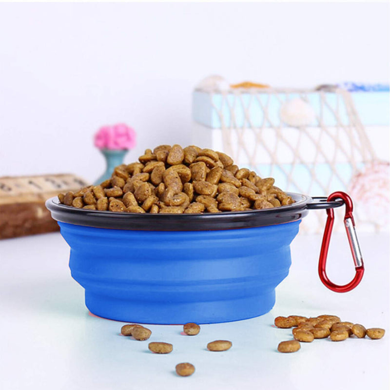 2 foldable travel bowls for pets, 2 silicone food bowls, portable pet drinking bowls. A folding travel bowl suitable for dogs, a food bowl that can be carried around - PawsPlanet Australia