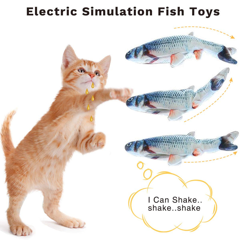 [Australia] - MGLIMZ 11" Moving Cat Kicker Fish Toy, Realistic Plush Simulation Flopping Fish, Wiggling Fish Catnip Toys, Electric Funny Interactive Pet Supplies -Ideal for Chewing,Exercising 