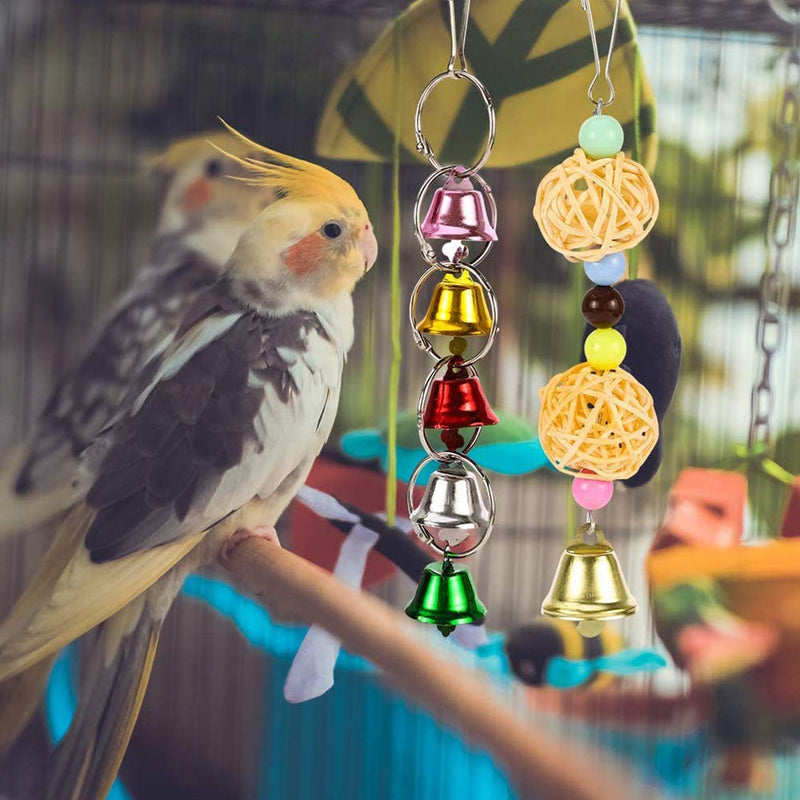 5pcs Bird Parrot Toy, BESTZY Bird Cage Toys Swing Toy Pet Bird Cage Hanging Bell Wooden Hanging Perch Toy Hammock for Small Parrots, Love Birds, Small Parakeets Cockatiels, Macaws - PawsPlanet Australia