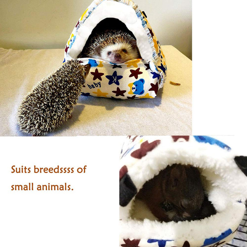 Oncpcare Winter Warm Small Animals Bed Playing Soft Hedgehog Bed Sleeping Cute Hamster Hammock Birds House Hanging Resting for Gerbil Young Guinea Pig Degu Drawl Hedgehog S(5.5 x 4.7 inch) Star - PawsPlanet Australia