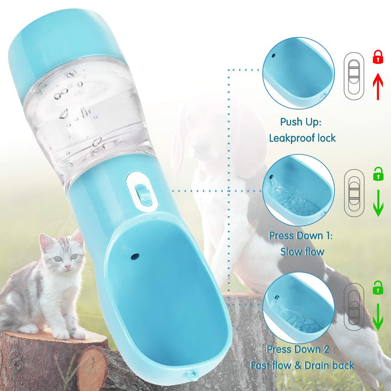 Water Bottle for Dogs, Pet Water Dispenser Feeder Portable 2-in-1 Dog Travel Water Bottle with Bowl, Water Bottle for Walking Hiking Outdoor Blue - PawsPlanet Australia