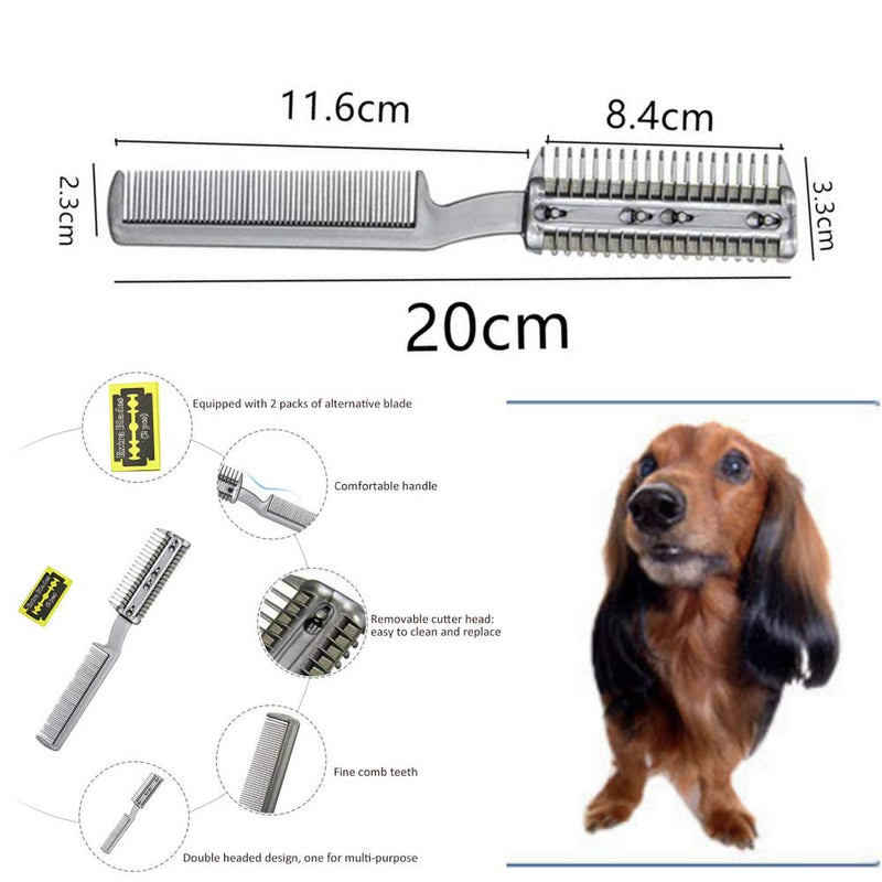 3 Pcs Pet Double Sides Removal Comb Pet Hair Shaper Razor Comb Manual Pet Hair Trimmer with Extra Blades for Pet Styling - PawsPlanet Australia