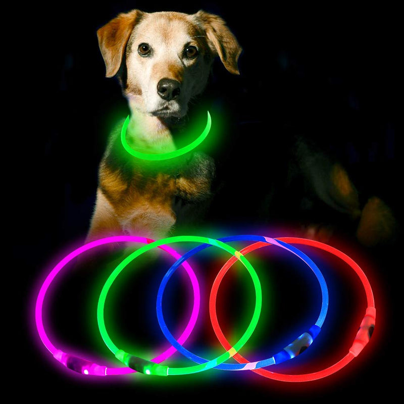 [Australia] - Clan-x USB Rechargeable LED Dog Collars Reflective Dog Collar, Light Up Dog Collars for Small Medium Large Dogs Green 