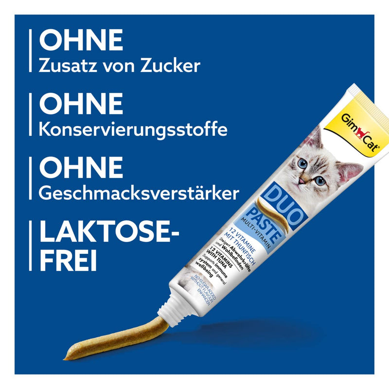 GimCat Duo Paste Multi-Vitamin and Tuna - Valuable vitamins increase immunity and well-being - 1 tube (1 x 50 g) 12 vitamins and tuna - PawsPlanet Australia