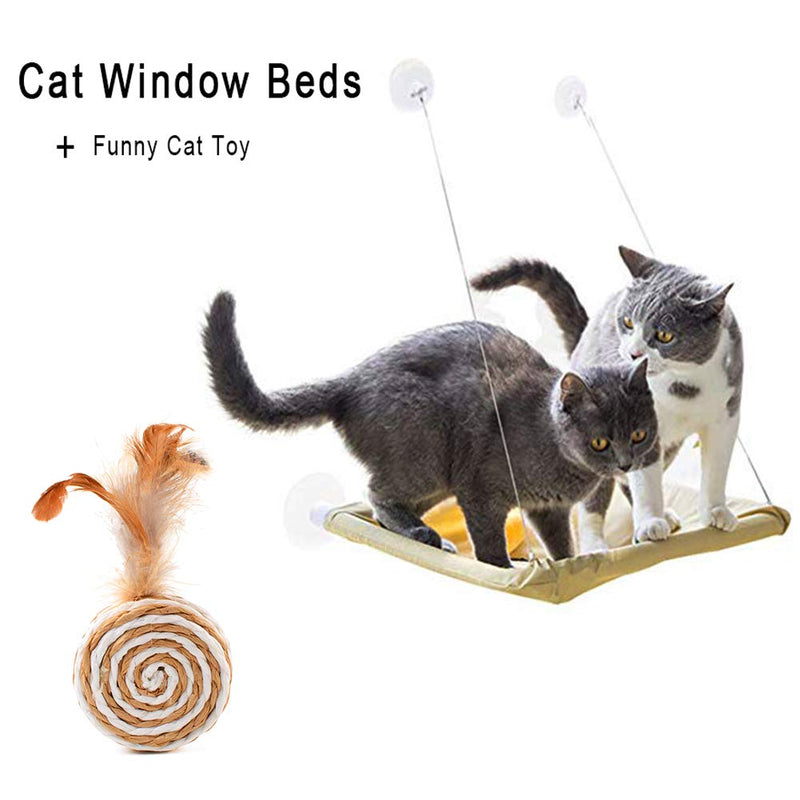 [Australia] - ZALALOVA Cat Bed, Cat Window Perch Window Seat Hammock Cats Kitty Space Saving Suction Cups Design with 1Pc Cat Toy 2Pcs Extra Replaceable Suction Cups All Around 360¡ã Sunbath Holds Up to 50lbs 2Pack 